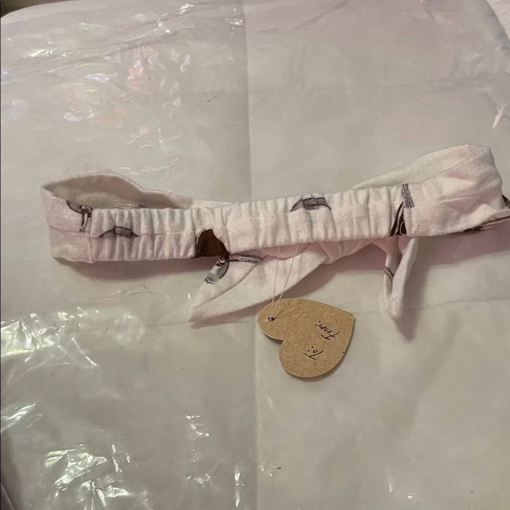 Pink and White Dog Print Headband